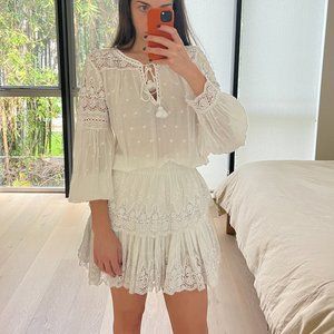 LoveShackFancy white dress long sleeve boho beach